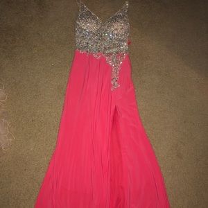 long peachy prom dress